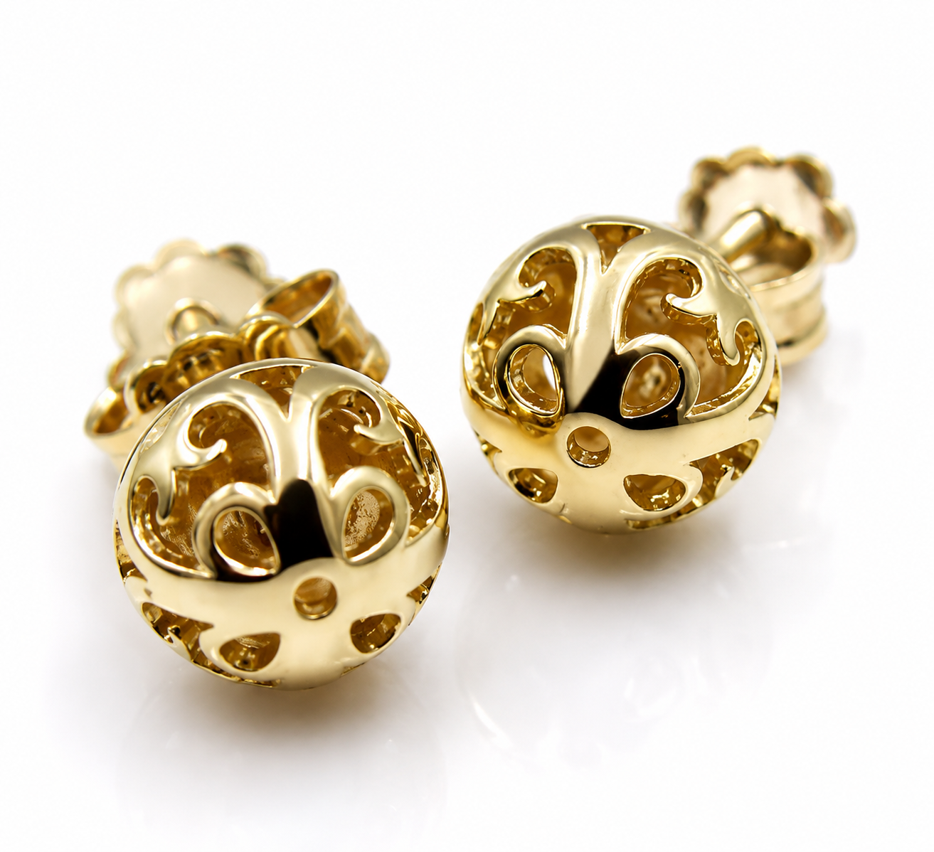 Genuine 9ct 9k 375 Yellow, Rose or White Gold 8mm Filigree Stud Half Ball Earring