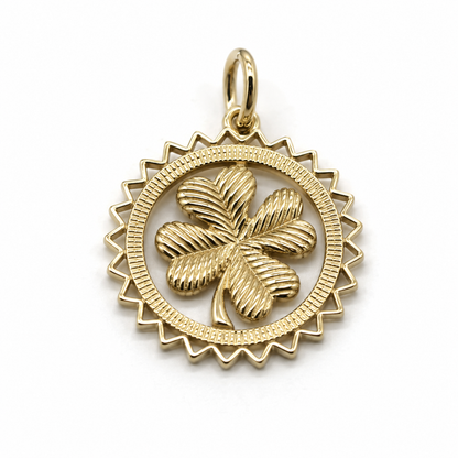 Genuine Sterling Silver 925 or Yellow or Rose Gold Plated Four Leaf Clover Pendant