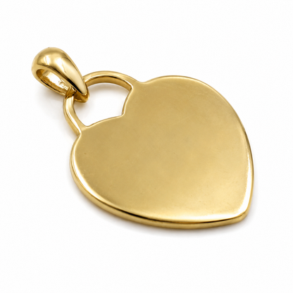 Genuine 9ct 9K 375 Yellow, Rose or White Gold Heart Shield Disc Pendant Charm Engravable