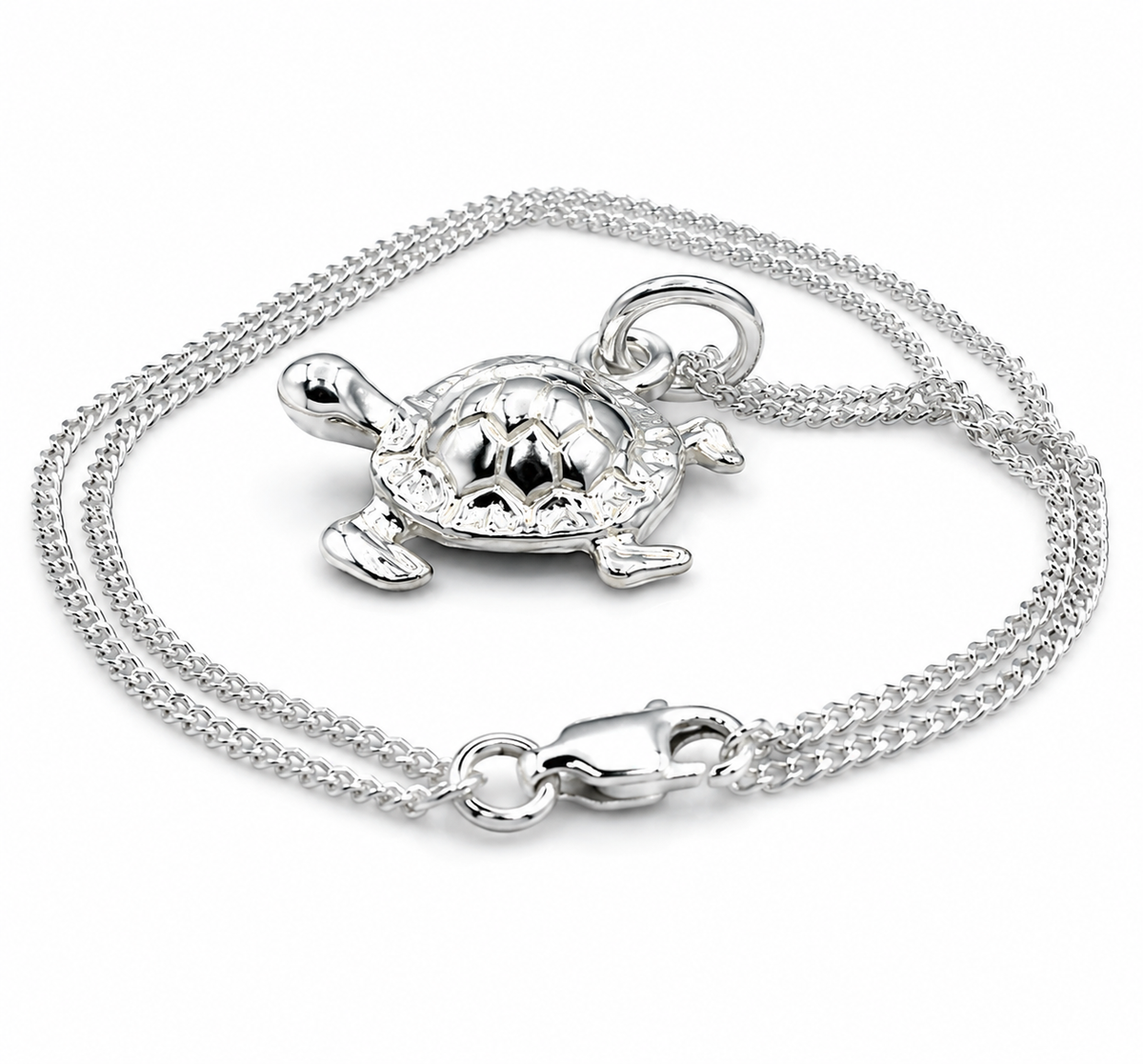 Genuine Sterling Silver 925 Turtle Charm Pendant + Necklace Chain