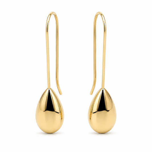 Genuine 9ct 9K 375 Yellow, Rose or White Gold Large Teardrop Tear Drop Long Hook Earrings