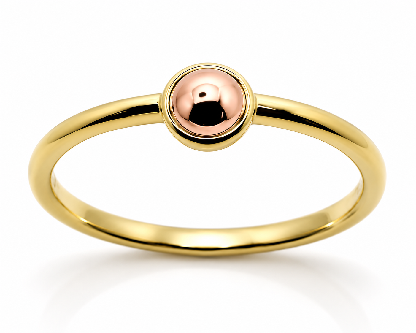 Genuine 9ct 9K 375 Yellow Gold & Rose Gold Ball 4mm Half Ball Ring - Choose your ring size H to P