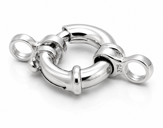 Genuine 15mm 9ct 9k 375 White Gold Bolt Ring Clasp With Ends