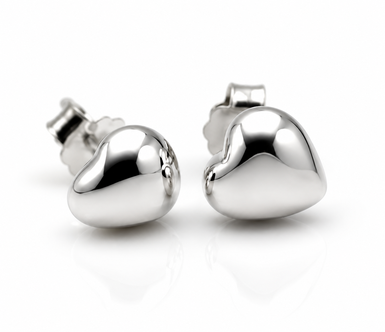 Genuine Sterling Silver 925 Small Heart Stud Earrings