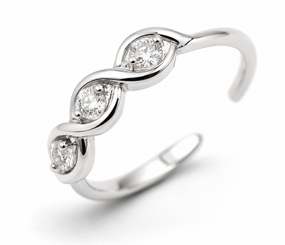 Genuine 925 Sterling Silver Cubic Zirconia Adjustable Swirl Toe Ring