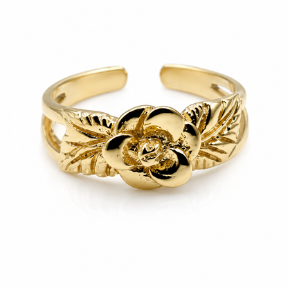 Kaedesigns Genuine Solid 9ct 9k 375 Yellow, Rose or White  or Sterling Silver Gold Flower Toe Ring