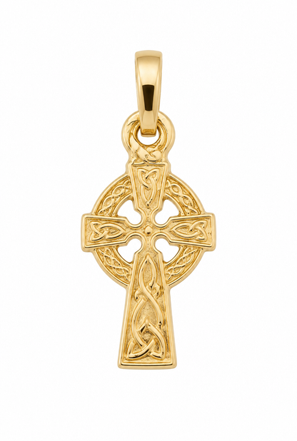 Genuine 9ct 9k 375 Yellow Gold Celtic Cross Small Pendant Charm