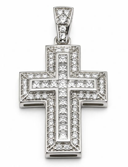 Genuine Sterling Silver 925 Cubic Zirconia Cross Pendant