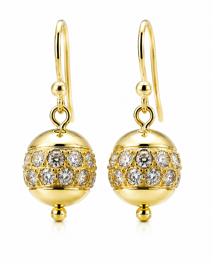 Genuine 9ct 9k 375 Yellow Gold 10mm Cubic Zirconia Ball Earrings