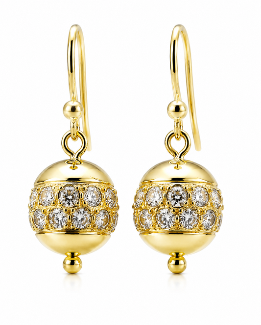 Genuine 9ct 9k 375 Yellow Gold 10mm Cubic Zirconia Ball Earrings