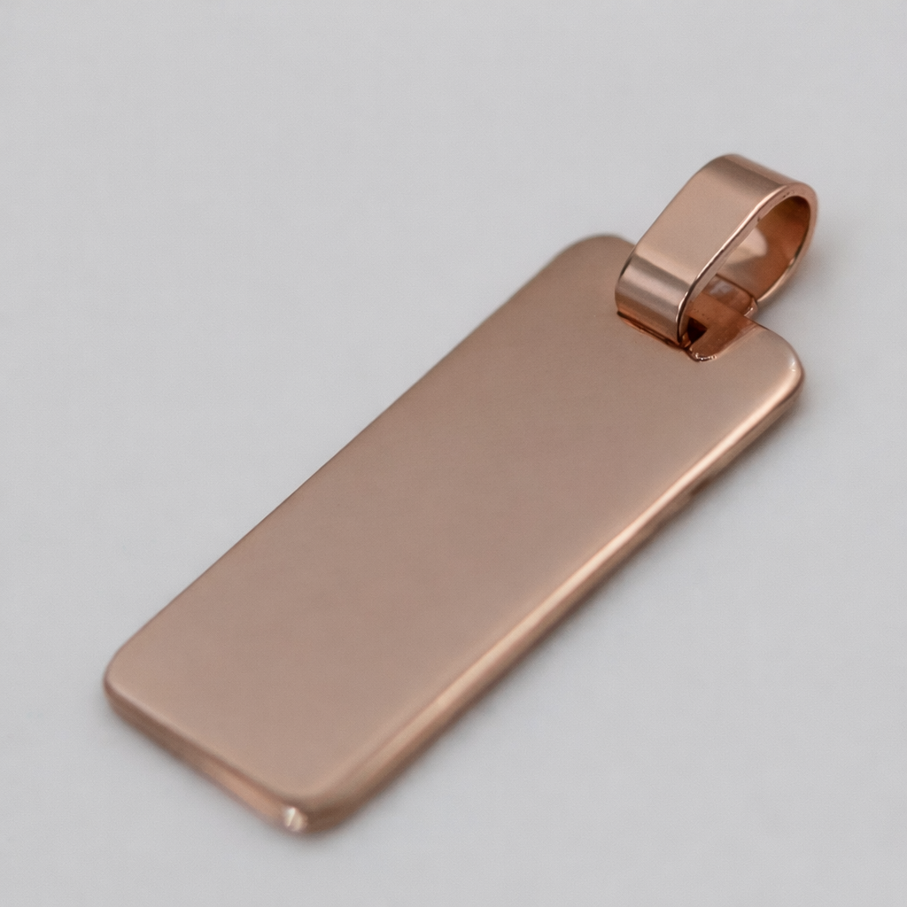 Solid 9ct 375 Rose Gold 24mm x 12mm Rectangle Engraving Shape Pendant