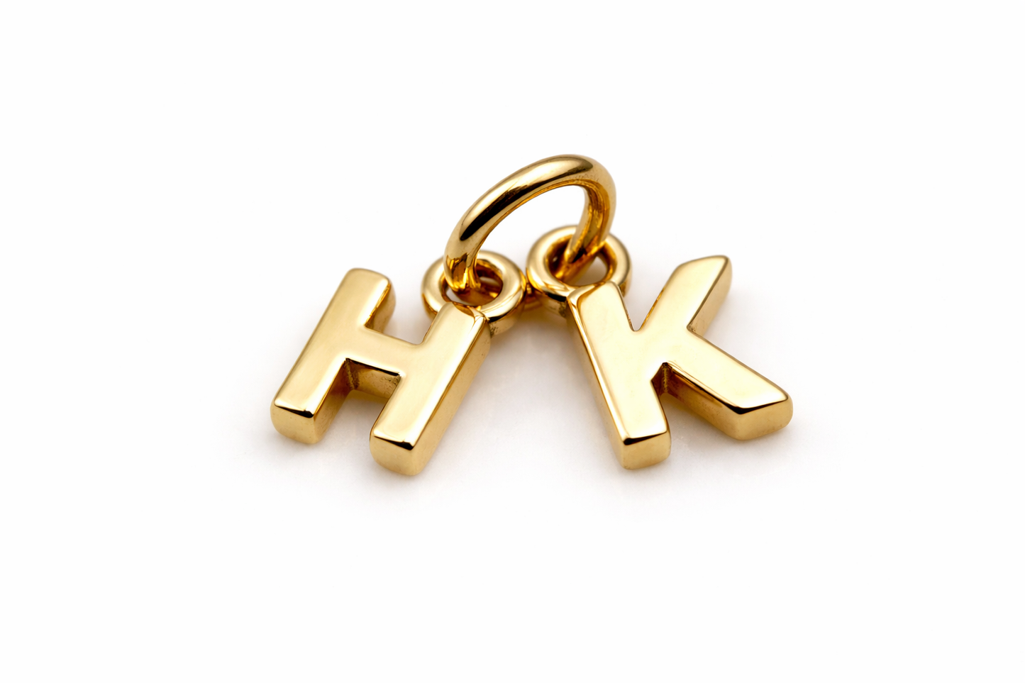 Genuine 9ct 9kt Genuine Tiny Small Yellow, Rose or White Gold Initial Pendant Charms H + K
