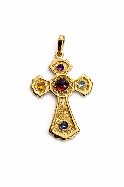 Genuine Solid 14ct 14k 585 Yellow Gold Byzantine Cross Pendant