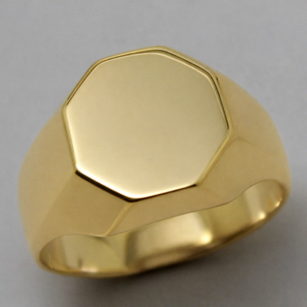 Heavy 9ct Yellow or Rose or White Gold or Sterling Silver Octagon Signet Ring
