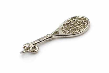 Genuine Sterling Silver 925 Tennis Racquet Charm or Pendant