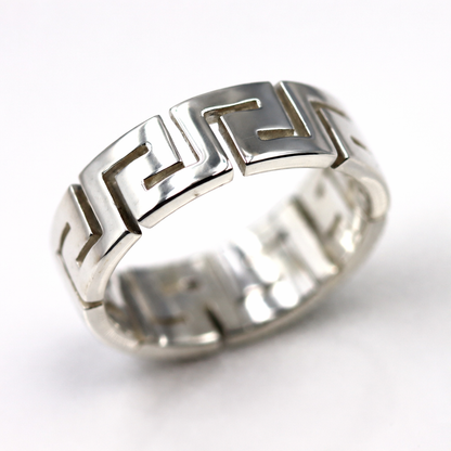 Kaedesigns Solid Sterling Silver 925 Greek Key Ring - Choose your ring size