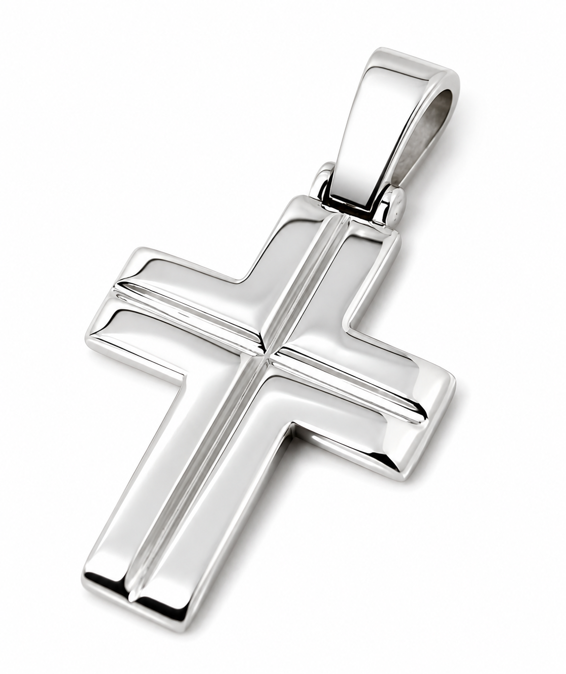 Genuine Solid Sterling Silver 925 Medium Ridged Plain Cross Pendant