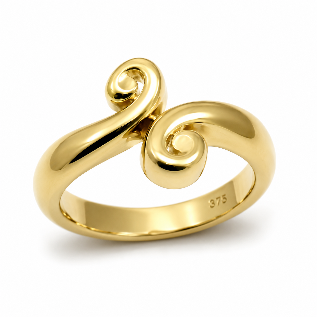 Genuine Solid 9ct 375 Yellow, Rose or White Gold Swirl Ring - Choose your ring size H to P