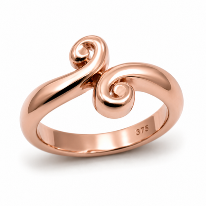 Genuine Solid 9ct 375 Yellow, Rose or White Gold Swirl Ring - Choose your ring size H to P