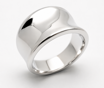 Genuine Full Solid Sterling Silver 375 Concave Dome Ring 250 - Choose your ring size H to P
