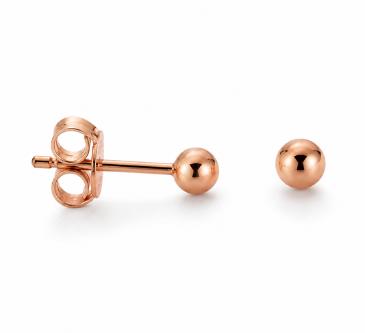 Kaedesigns Small Genuine 9ct 9k 375 Rose Gold 3mm Stud Ball Earrings