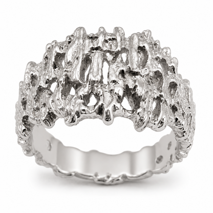 Genuine 9ct 375 Full Solid Yellow, Rose or White Gold Nugget Ring 12mm Wide 267 - Choose your ring size Q to Z