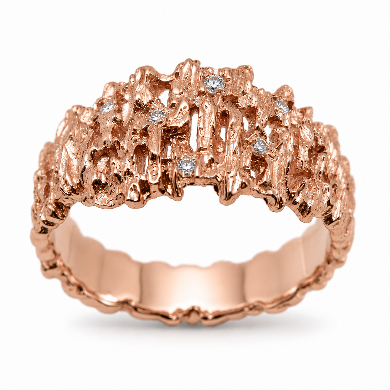 Kaedesigns Genuine 10ct 10K White, Rose Or Yellow Gold Diamond Nugget Ring