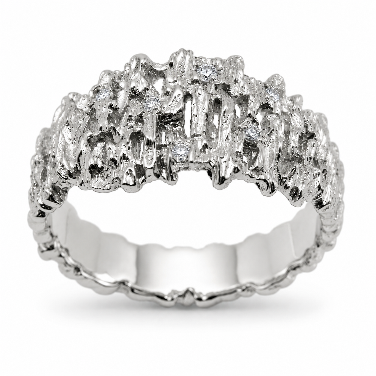 Kaedesigns Genuine 10ct 10K White, Rose Or Yellow Gold Diamond Nugget Ring