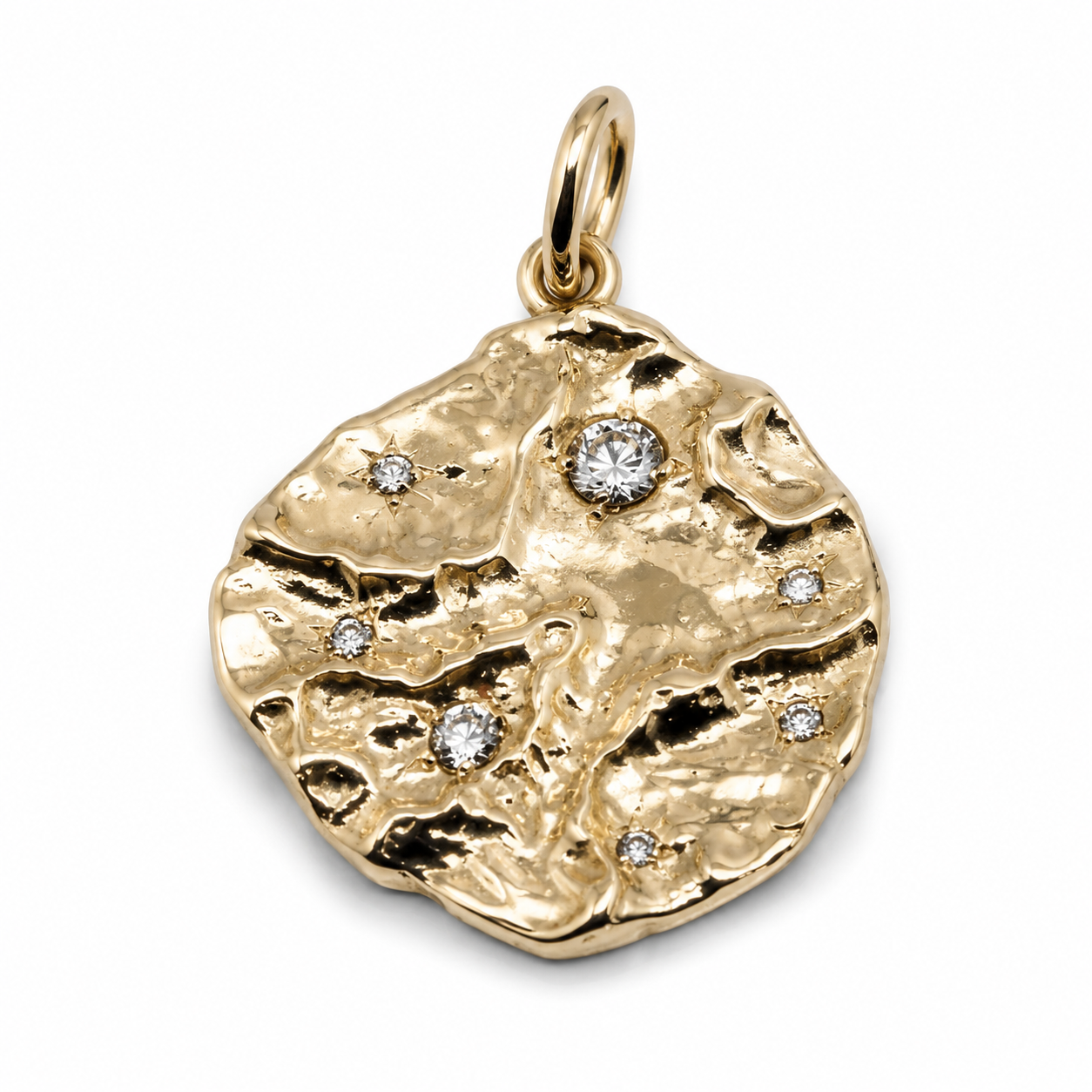 Genuine Heavy 9ct Yellow, Rose or White Gold Nugget Pendant Set with Stones of Your Choice