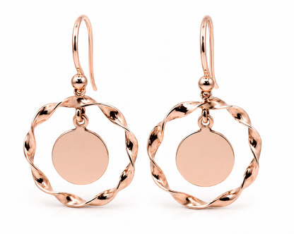 Genuine 9ct 9k 375 Solid Yellow, Rose or White Gold Hooks Fancy Disc Earrings