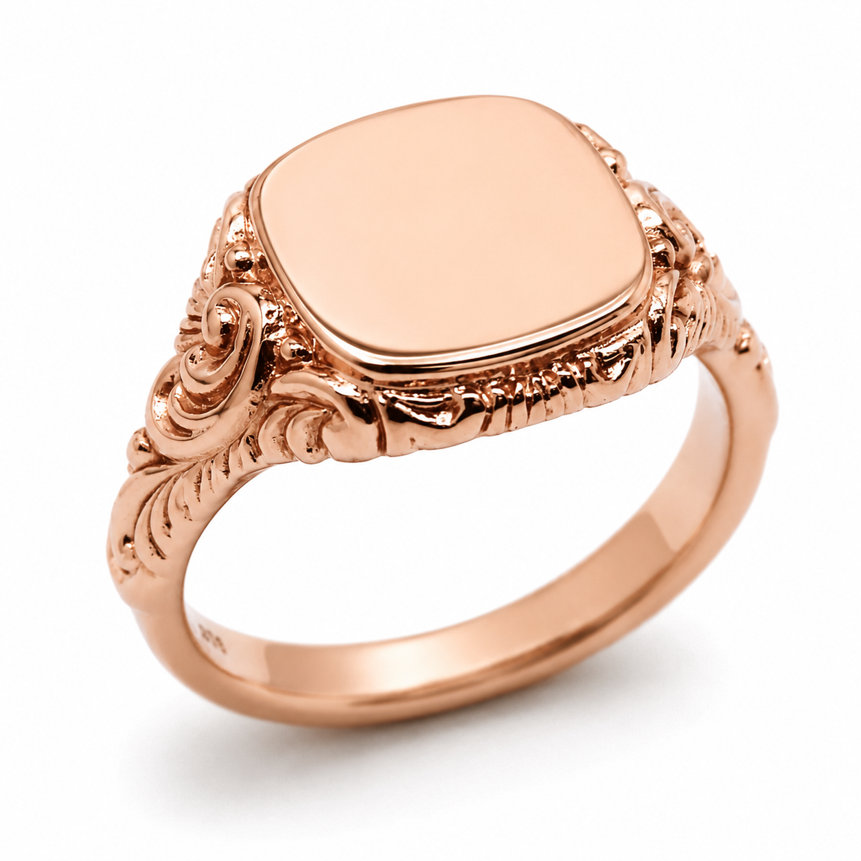 Kaedesigns Solid Genuine 9ct 9kt 375 Rose Gold Square Engraved Signet Ring 335 - Choose your ring size Q to Z