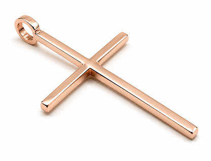 Kaedesigns, Genuine Solid 9ct 9K 375 Yellow, Rose or White Gold Thin Large Plain Cross Pendant