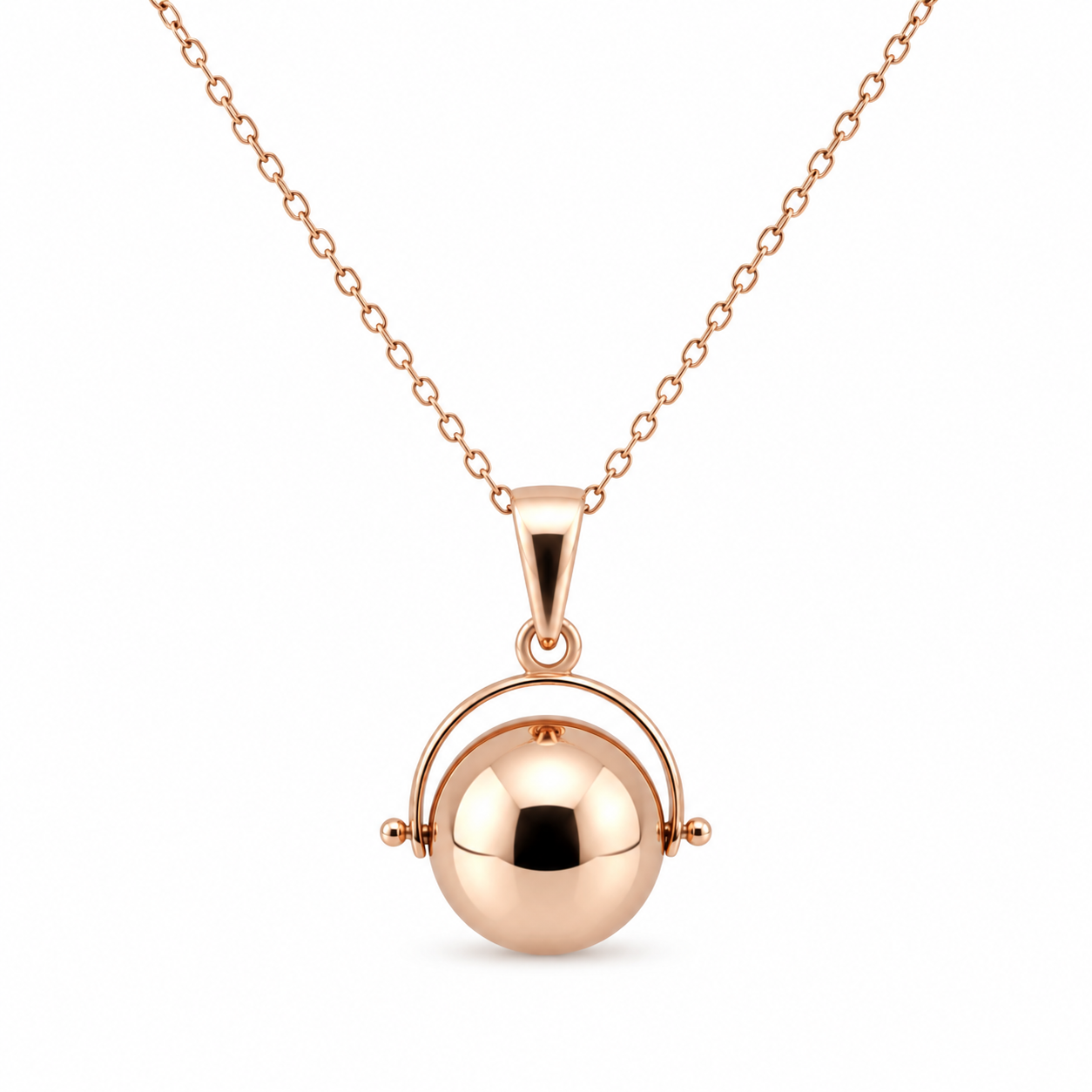 Genuine 9ct 9k Rose Gold 70cm Cable Necklace Chain + Spinner Pendant
