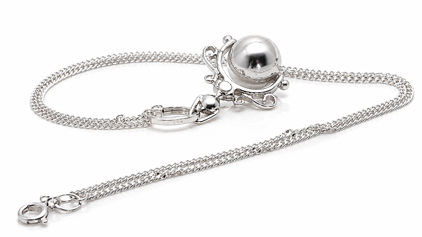 Kaedesign, Sterling Silver Chain Belcher 45cm Necklace & Ball Spinner Pendant