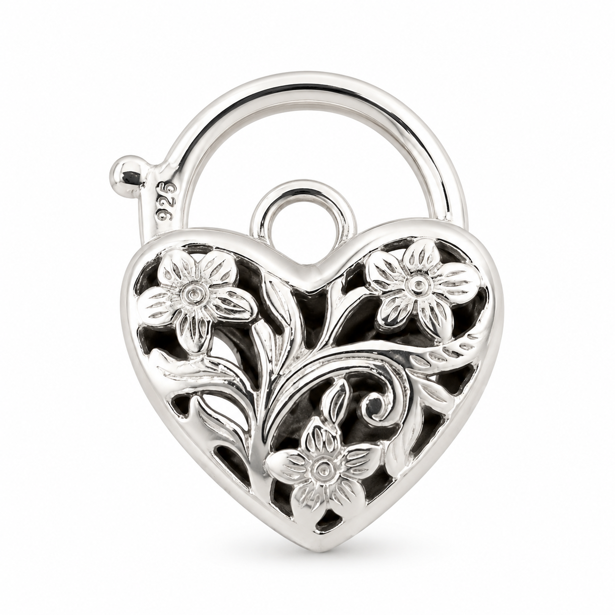 Sterling Silver 925 Filigree Heart Pendant Padlock 4 Sizes,14mm,15mm,18mm, 23mm
