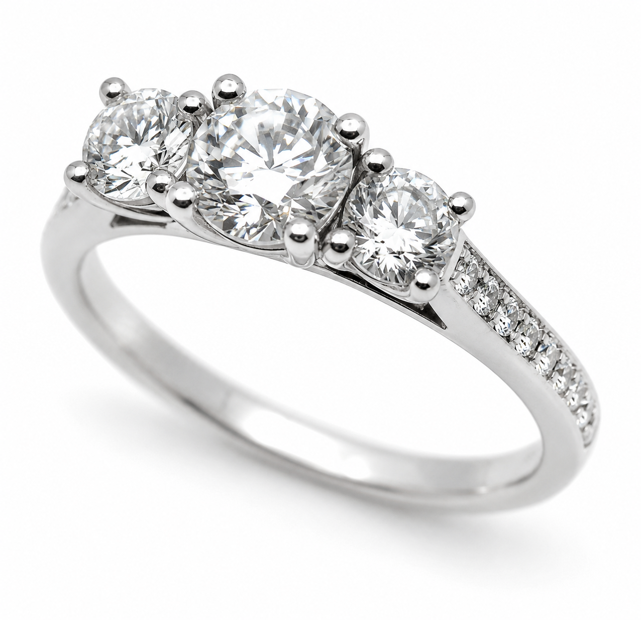 Size P Sterling Silver 925 Cubic Zirconia Trilogy Ring