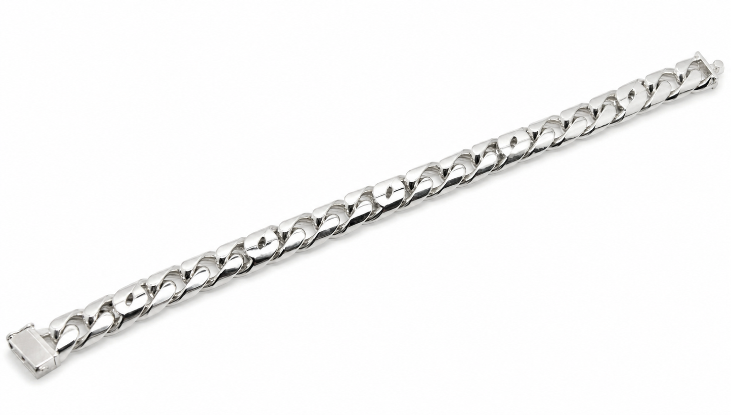 Heavy Fine Silver 999 Kerb Curb Bracelet 21cm 78.03Grams