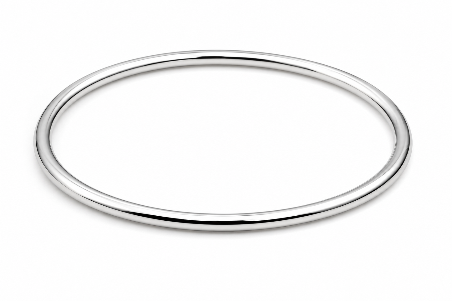 Genuine Sterling Silver 925 3mm Full Solid Round Bangle - Choose your size 41mm to 70mm
