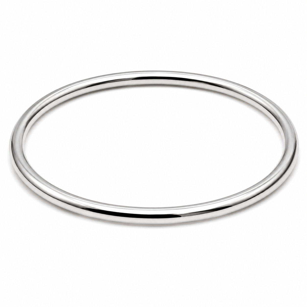 Genuine Sterling Silver 925 3mm Full Solid Round Bangle - Choose your size 41mm to 70mm