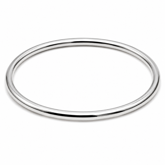 Genuine Sterling Silver 925 3mm Full Solid Round Bangle - Choose your size 41mm to 70mm