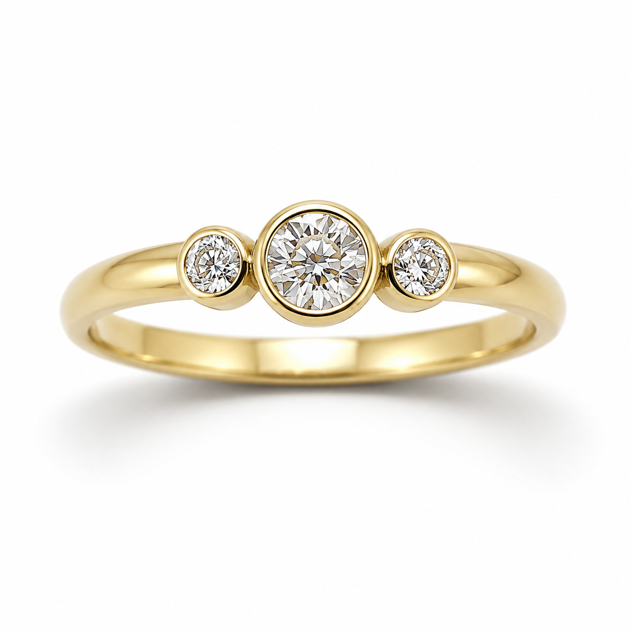 Kaedesigns, Genuine 9ct 9kt 375 Yellow, Rose or White Gold Trilogy & Cubic Zirconia Ring - Choose your size H to P