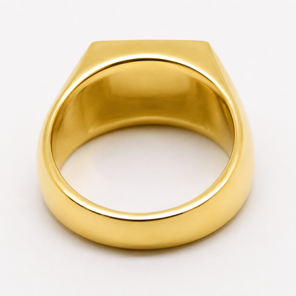 Genuine Heavy Solid 9ct 9k 375 Yellow, Rose or White Gold Rectangular Men Signet Ring, Set with Blue Sapphire