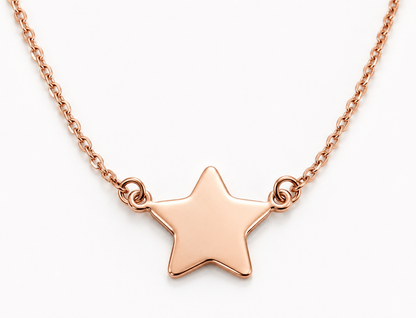 Genuine 52cm 9ct 9K 375 Yellow, Rose or White Gold Belcher Chain Necklace With Star