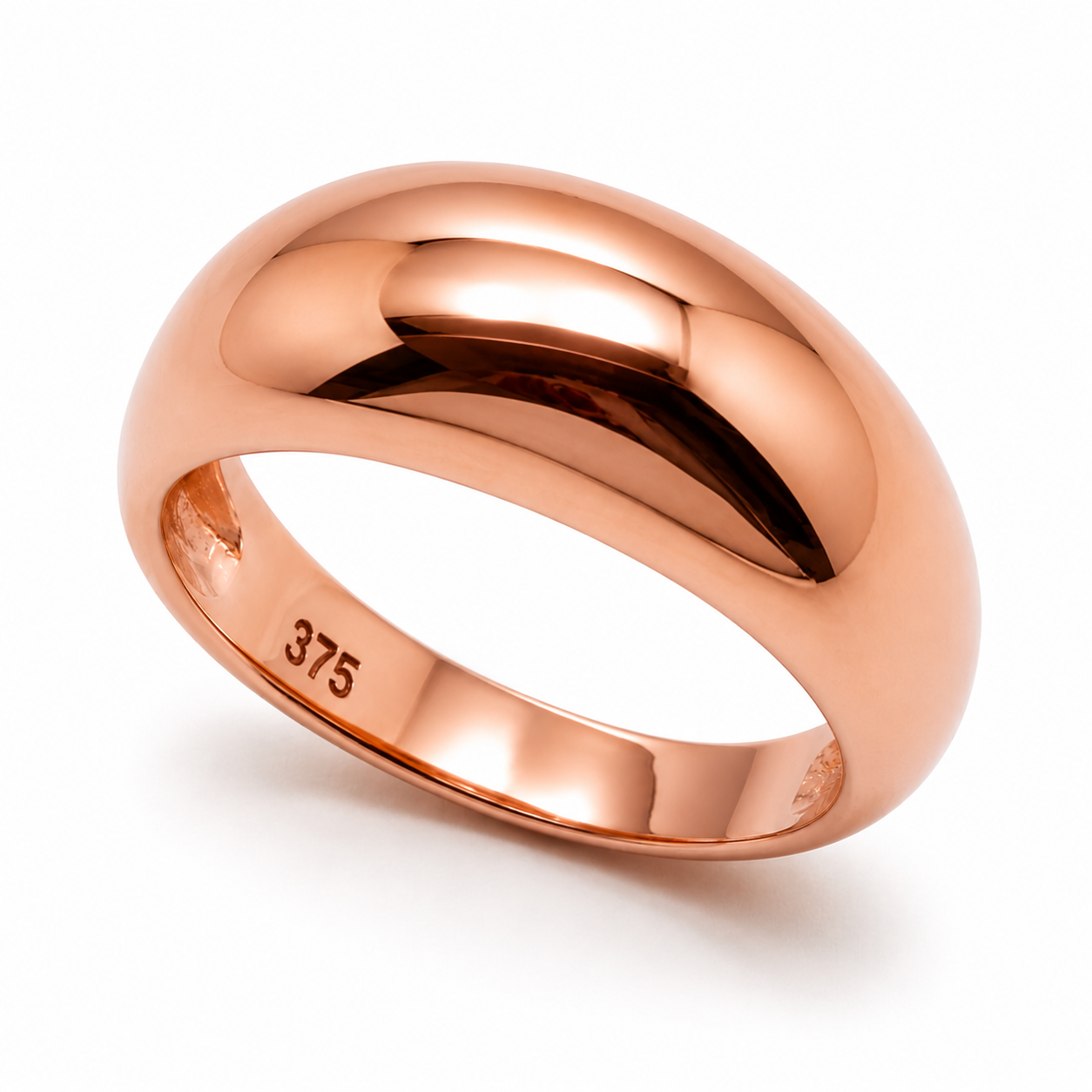 Genuine Solid 9ct 9K 375 Yellow, Rose or White Gold High 7mm Dome Ring - Choose your size ( H to Q)