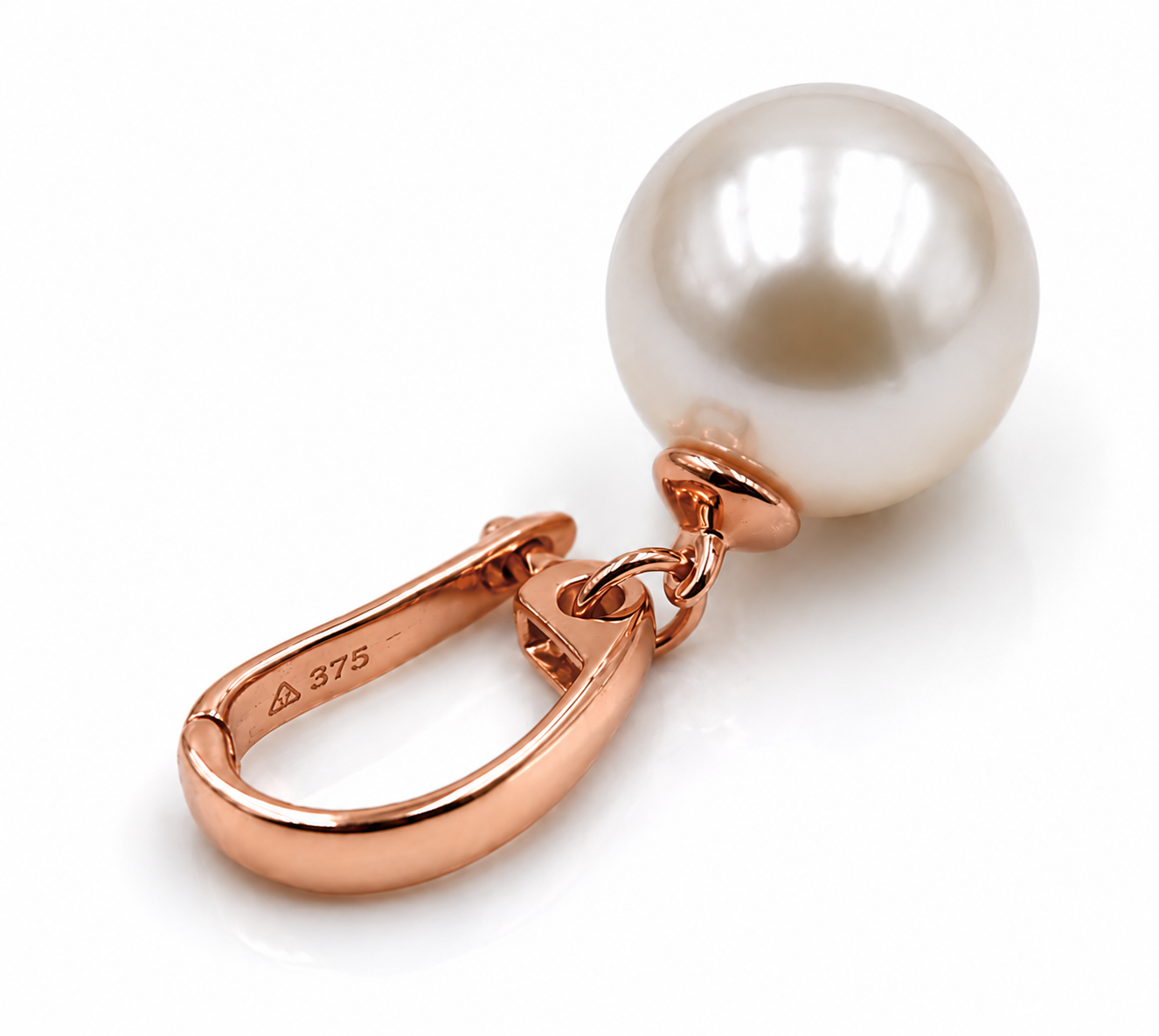 Genuine 9ct 9k 375 Yellow, Rose or White Gold 375 12mm Shell White Pearl Ball Enhancer Pendant