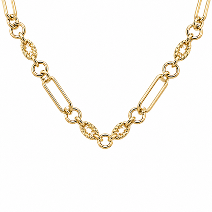 Genuine 18ct Yellow, Rose or White Gold Handmade Solid Fancy Paperclip Necklace Chain 50cm