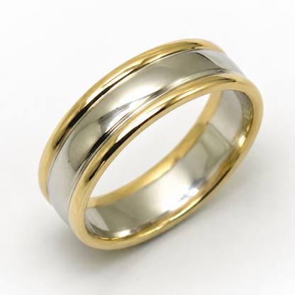 Kaedesigns Genuine Solid 9ct 9K 375 White & Yellow Gold Heavy Band Ring - Choose your ring size Q to Z