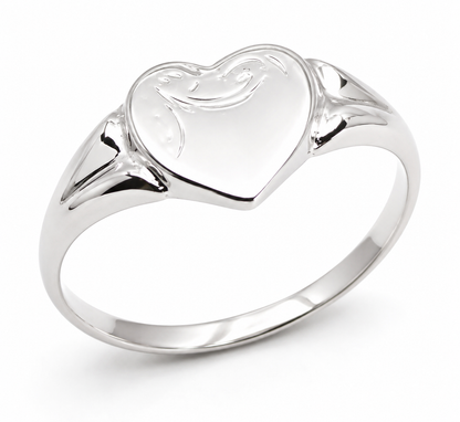 Kaedesigns Genuine Large Sterling Silver 925 Heart Signet Ring - Choose your size