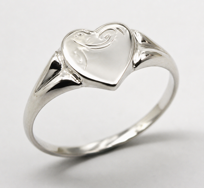 Kaedesigns Genuine Large Sterling Silver 925 Heart Signet Ring - Choose your size