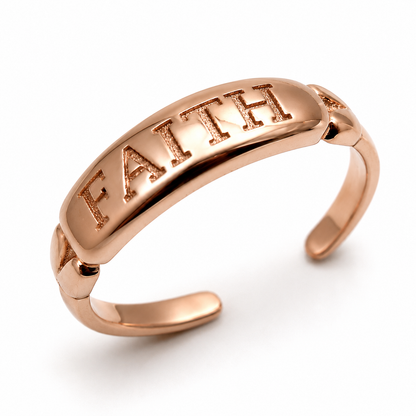 Genuine 9ct 9k 375 Yellow & White or Rose Gold Faith Toe Ring custom made